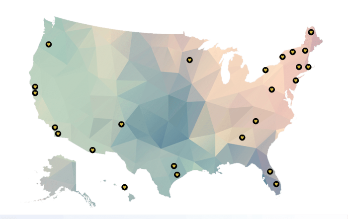 Our Communities Abstract US with Yellow Hearts